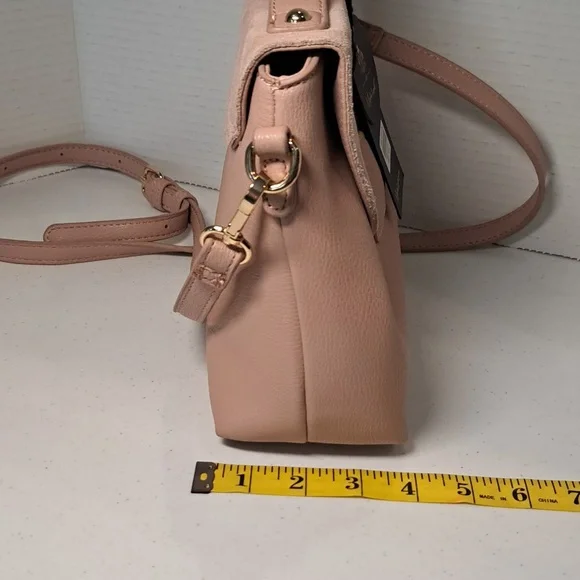 NWT Chic Pink Leather Crossbody Bag with Adjustable Strap By Moda Luxe - Picture 10 of 11